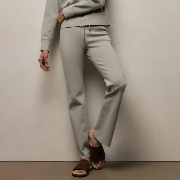 Italian Knit Wide Leg Sweatpant - Fog