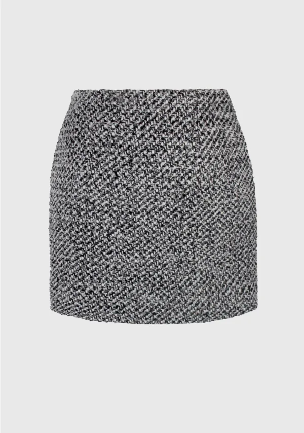2nd) Boucle Wool Tweed Skirt Black