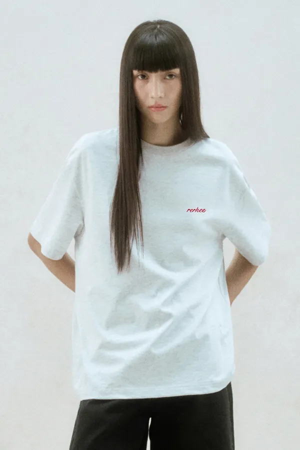 LOGO BACK OVERSIZED T-SHIRT MELANGE GRAY