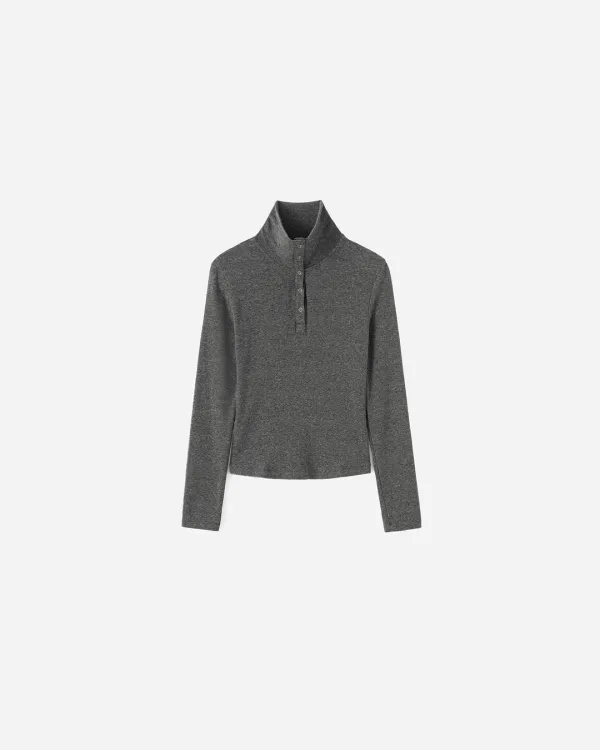 Demi High Neck Button T-shirt