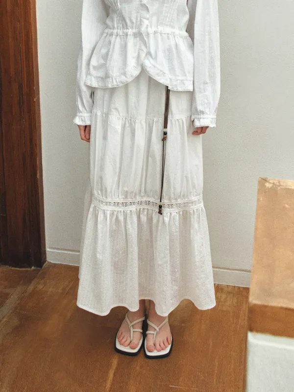 TIS LACE TIERED SKIRT_WHITE