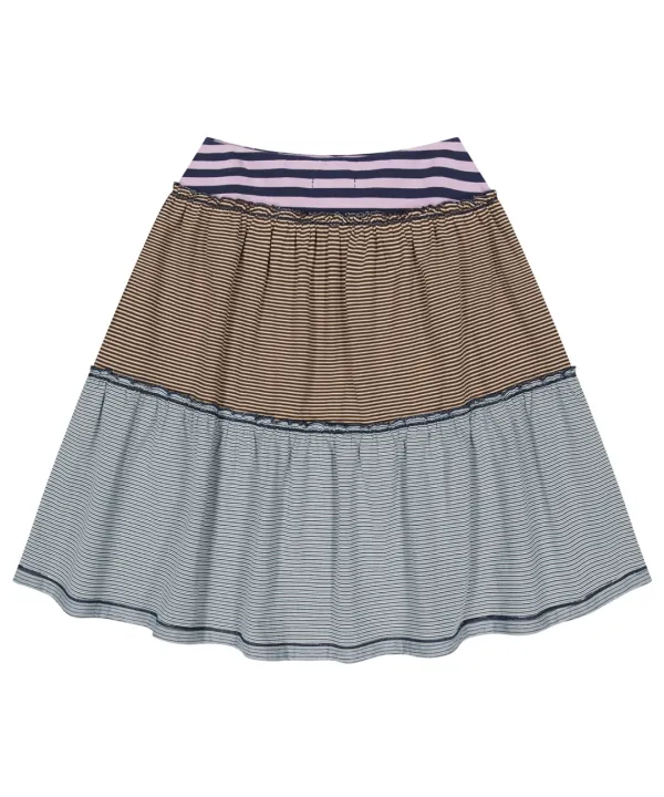 COLORED STRIPE MIDI SKIRT PURPLE