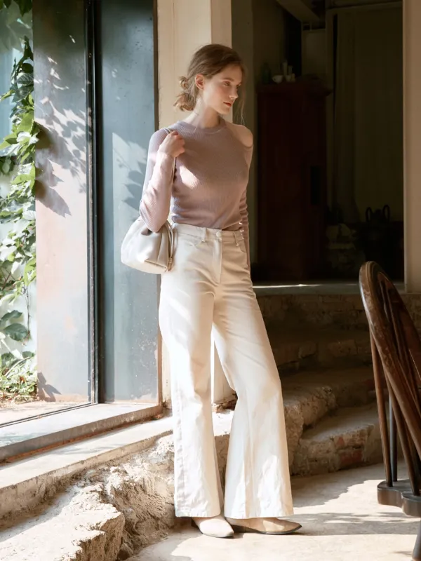 NORA wide cotton long pants_beige