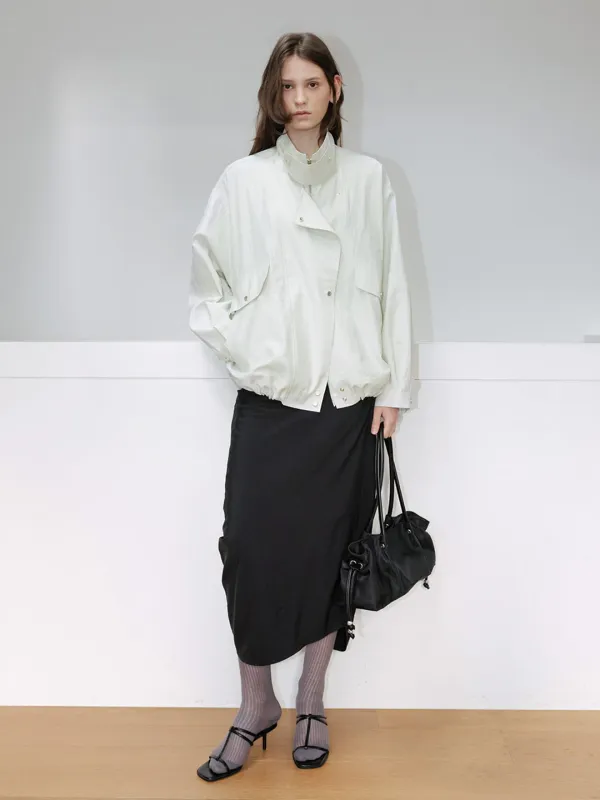 Asymmetric Placket Zip-Up Jacket SW6SM612_2color