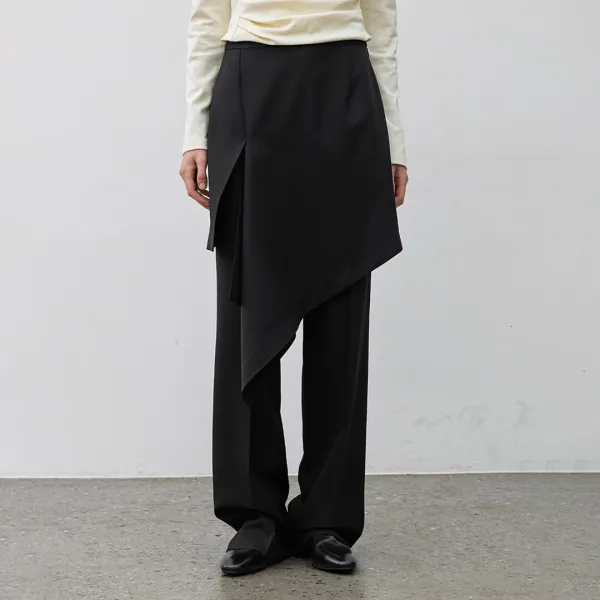 (PT-5700)TAUBE SKIRT LAYERED PANTS S