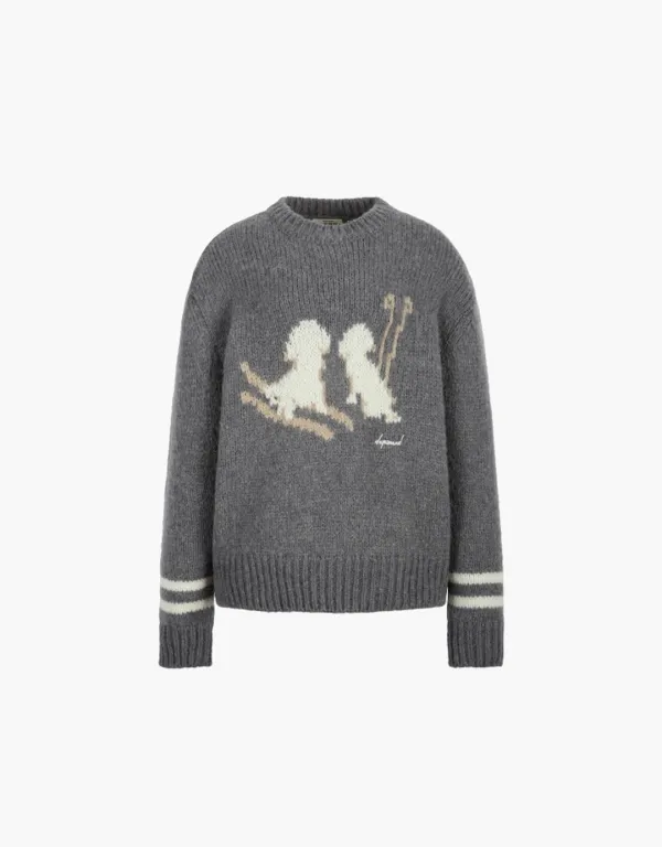 ski graphic pullover - melange grey