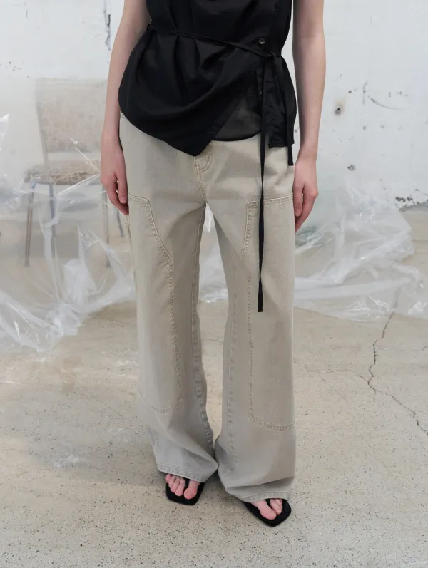 [3rd] Girls pocket pants - oat beige