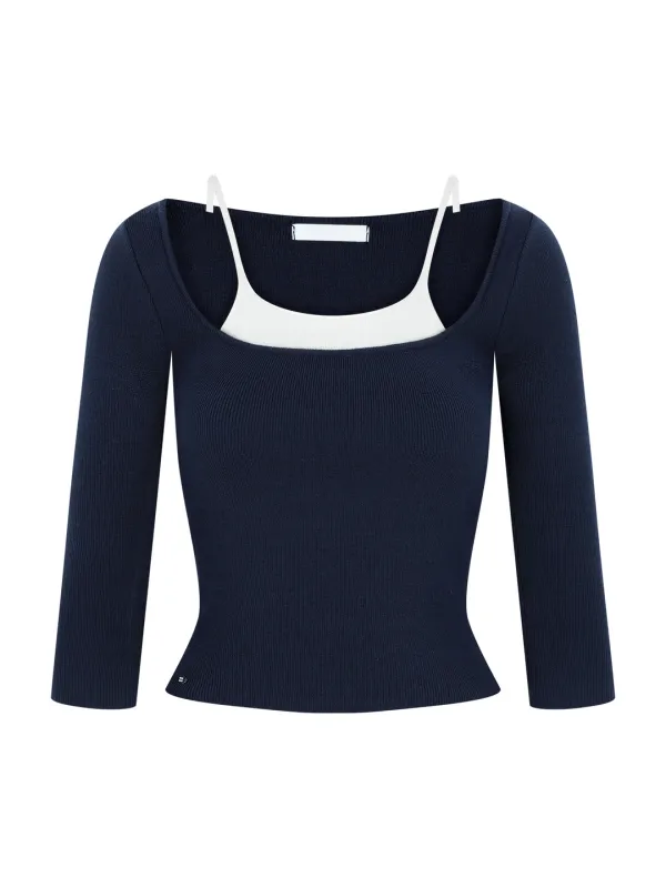 Layered Tank Three-Quarter Knit T