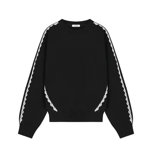 [아울렛] Lace Edge Sweatshirt (레이스 엣지 스웻셔츠) Black
