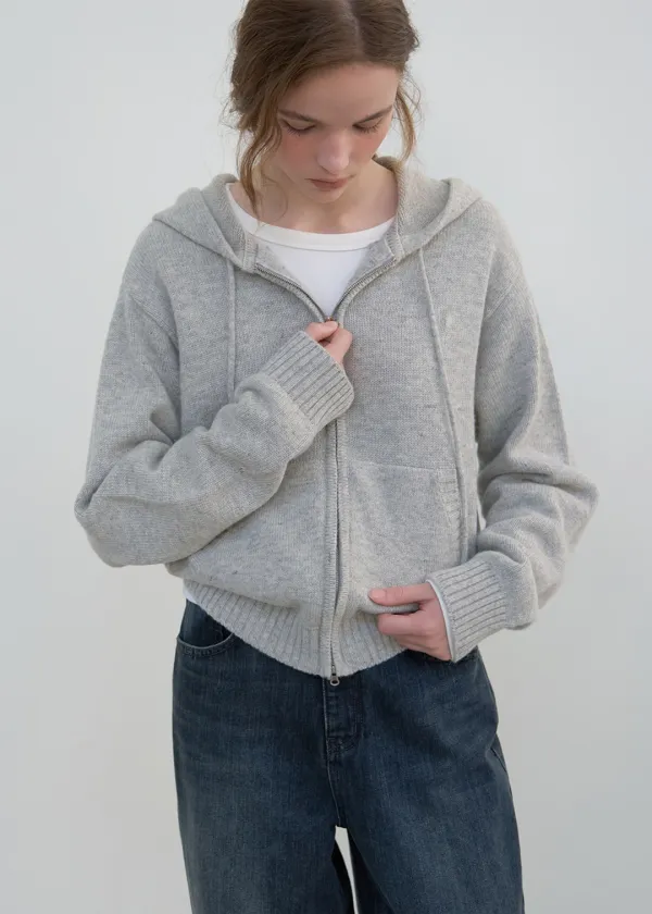 [3차] Hood zip-up knit (light gray)