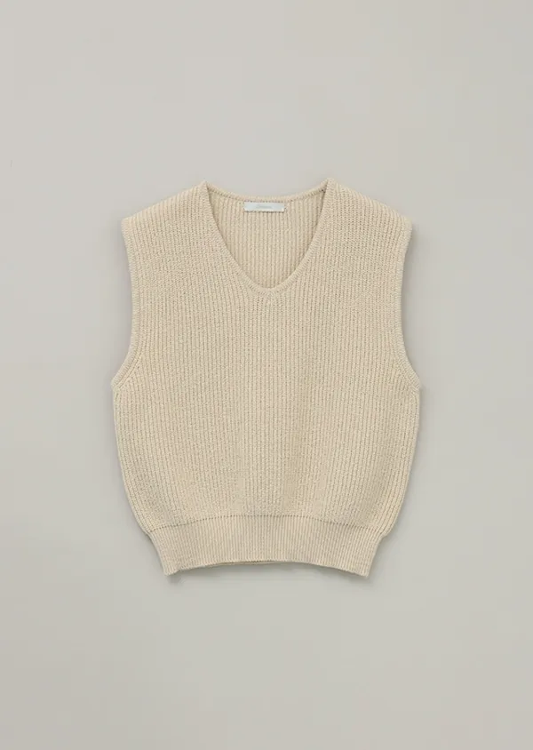 [10%] cotton blended knit vest-beige