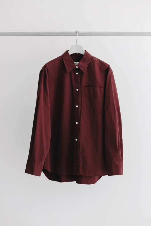 클래식 피치코튼 셔츠_burgundy