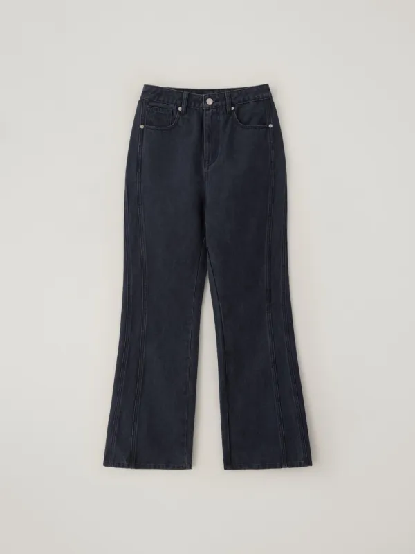 Washed line cotton pants (washed navy)