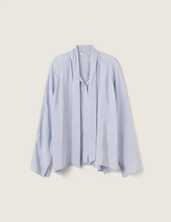 Cecile Tie Blouse (Gray Blue)
