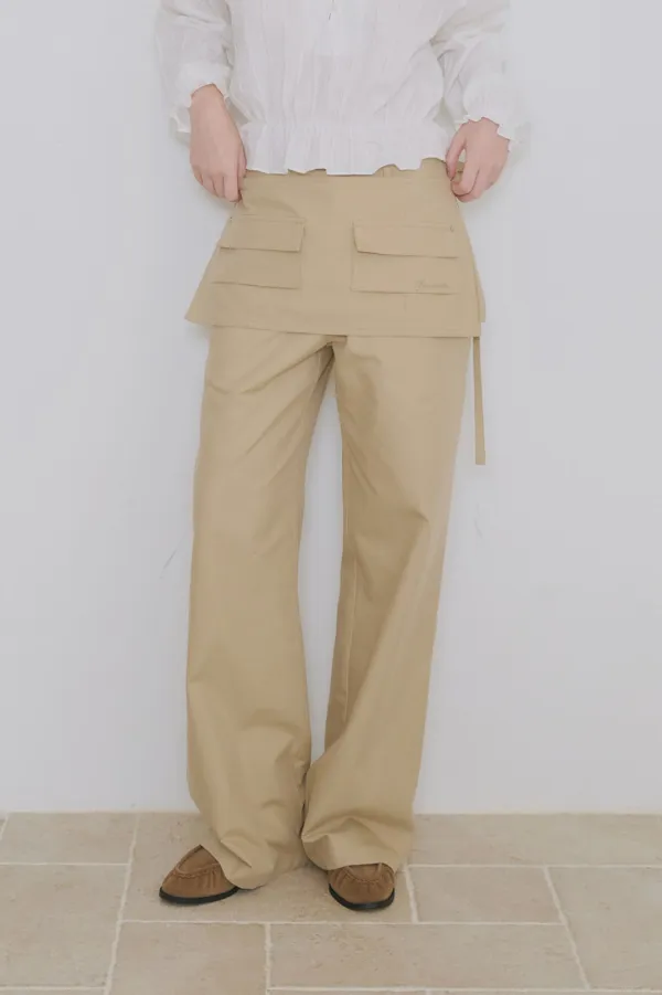 [2nd] Apron Cotton Pants - Beige