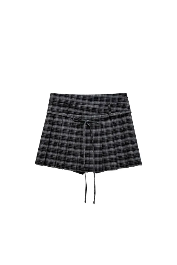 WHITNEY PLEATS SKIRT PANTS / BLACK