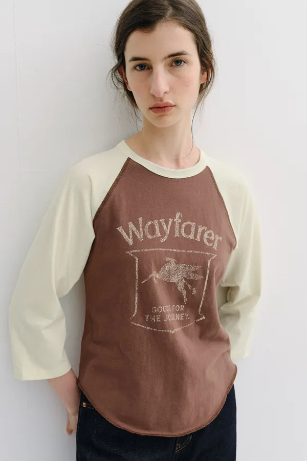vintage graphic raglan t-shirt (vintage brown)