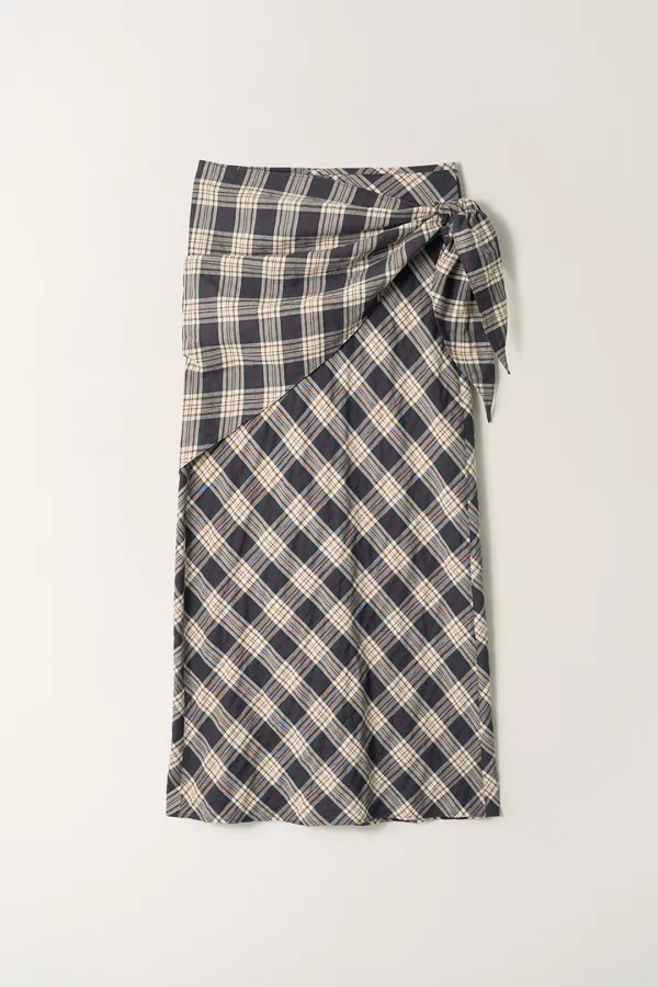 스카프 세트 맥시 스커트 (Navy check)_2GSUSK02