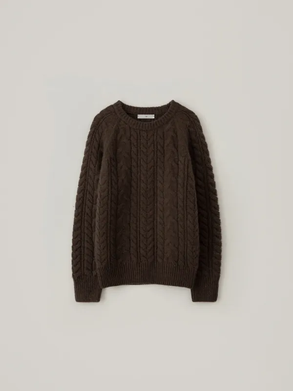 Alpaca Cable Knit - Dark Brown