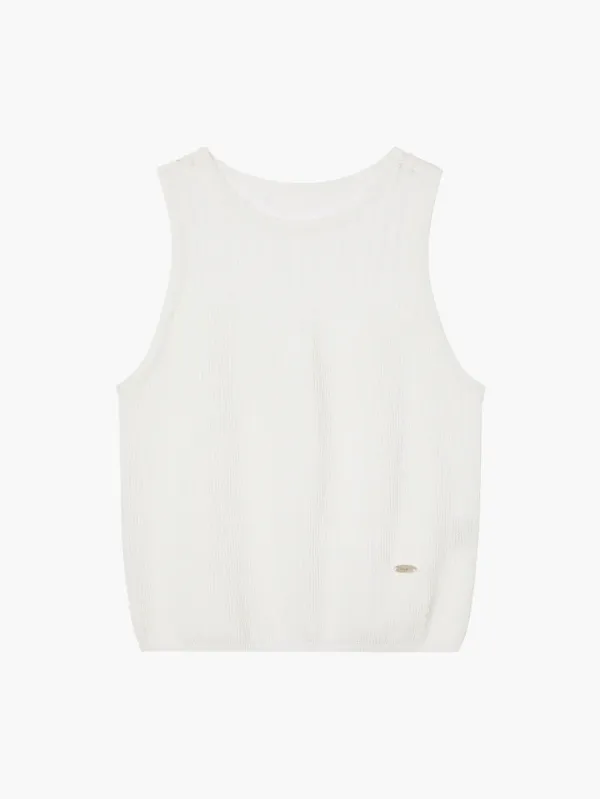Rayon Blend Fitted Sleeveless Sweater, White