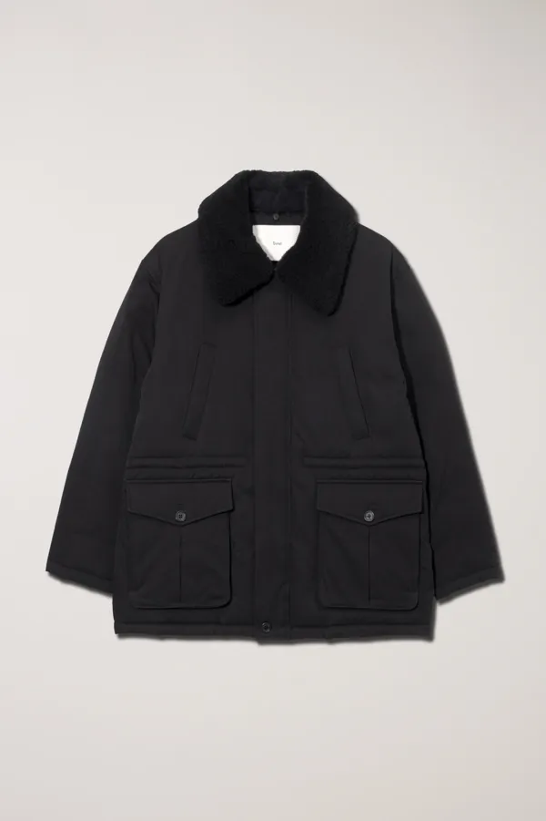 UNISEX COLLARED GOOSE DOWN HALF JACKET BLACK