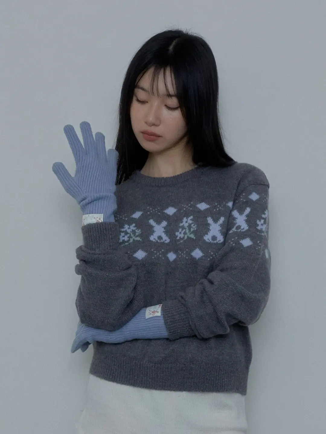 마가린핑거스 FINGER HOLE KNIT GLOVES (LIGHT BLUE) 상품 이미지 2
