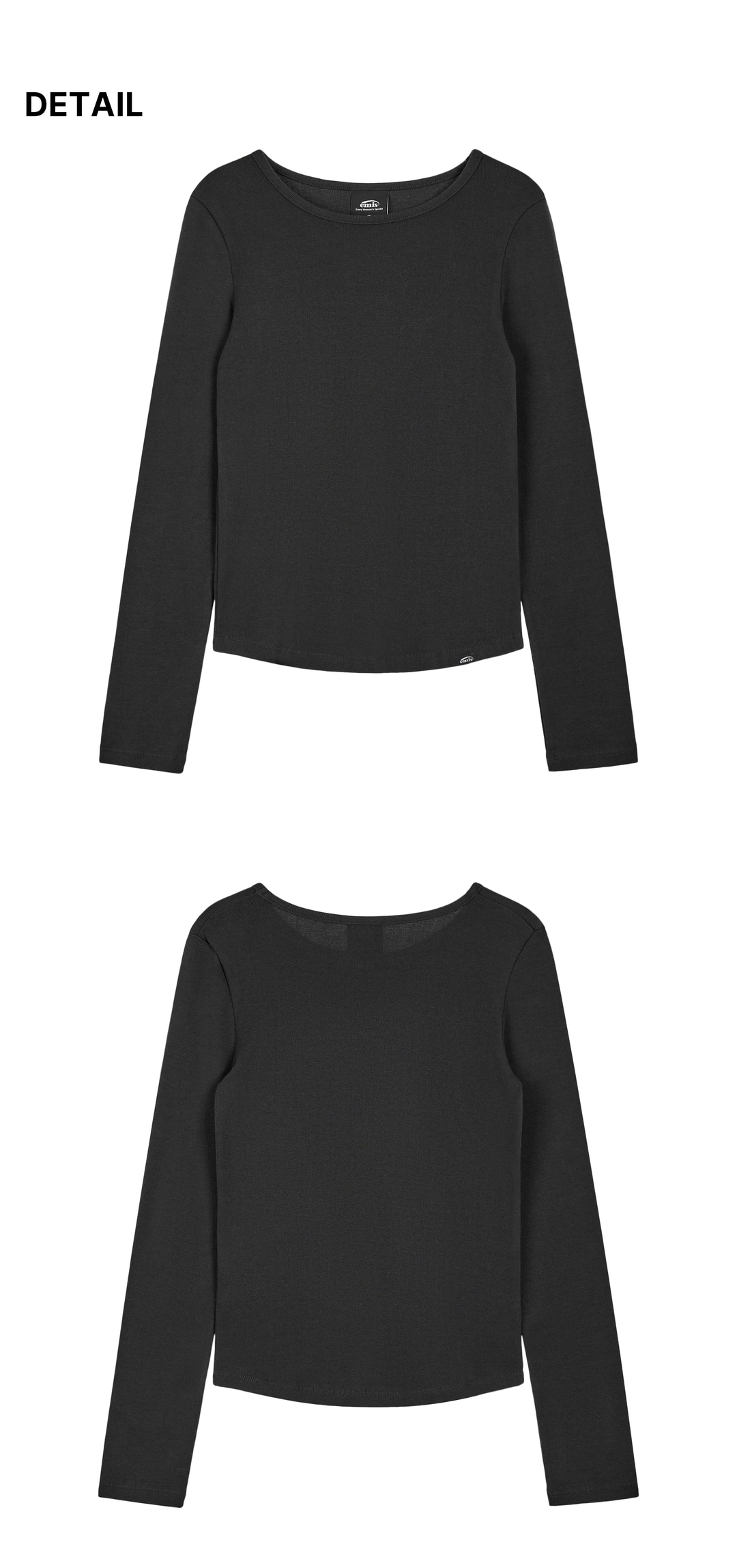 이미스 (W) RIBBED BOAT NECK LS T-SHIRT-BLACK 상품 이미지 1