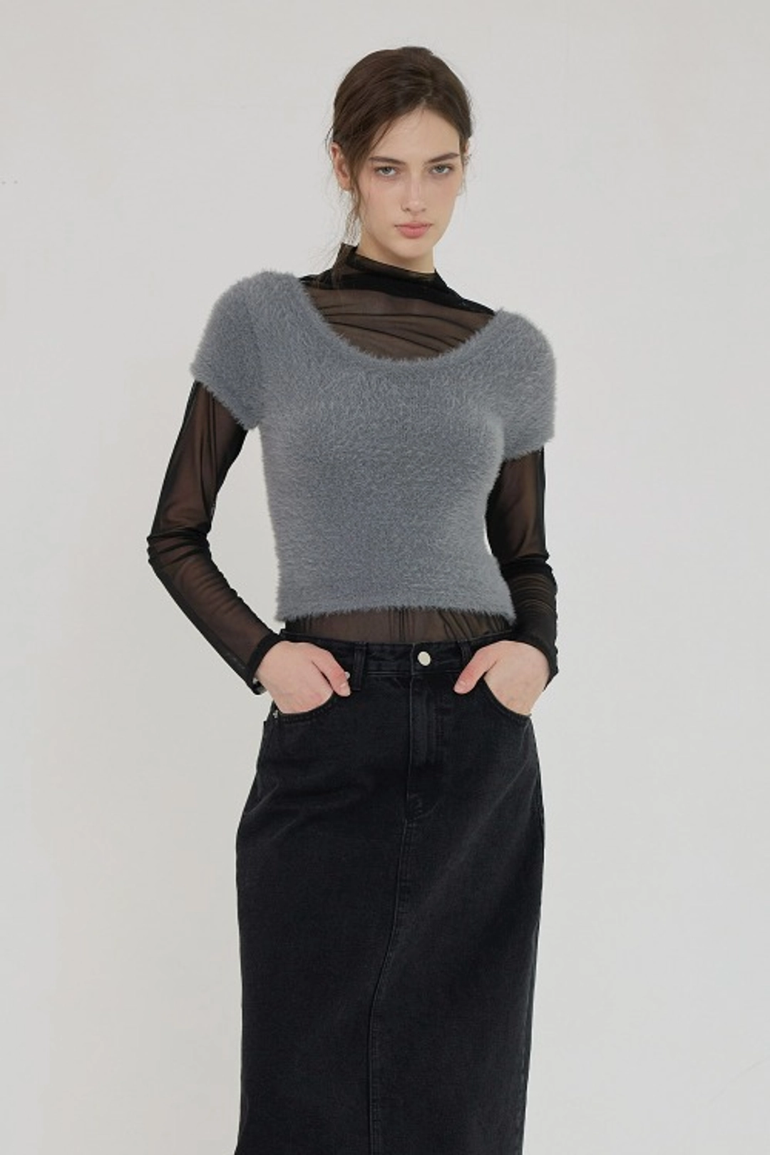 퀸스래빗 Soft Sheer Layer Mesh T-Shirt 상품 이미지 2
