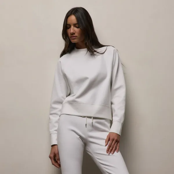 Italian Knit Raglan Mockneck - White