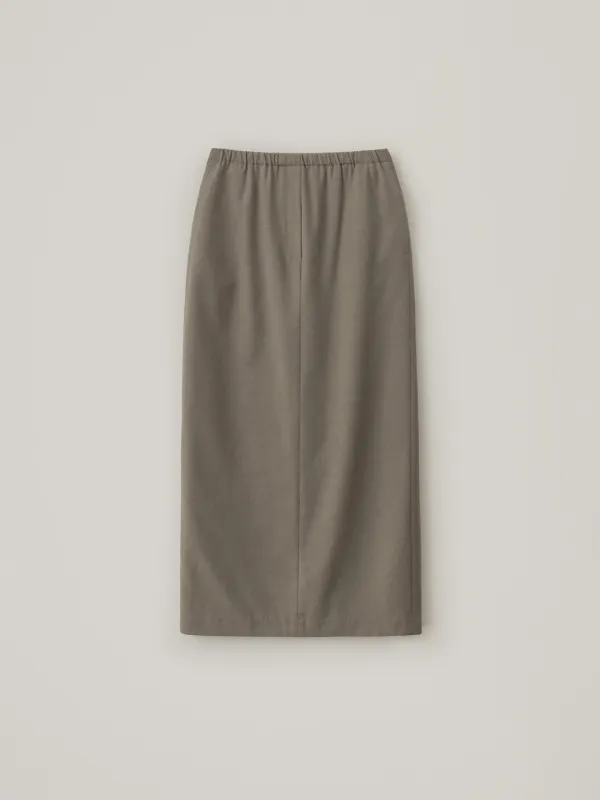 Relaxed Wool Maxi Skirt - Beige