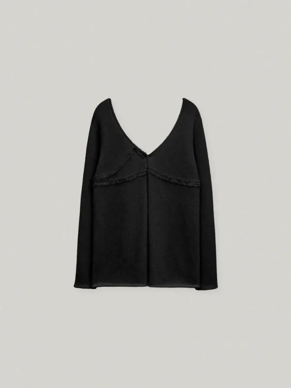 LOTTIE LACE TRIMMING CADIGAN (BLACK)