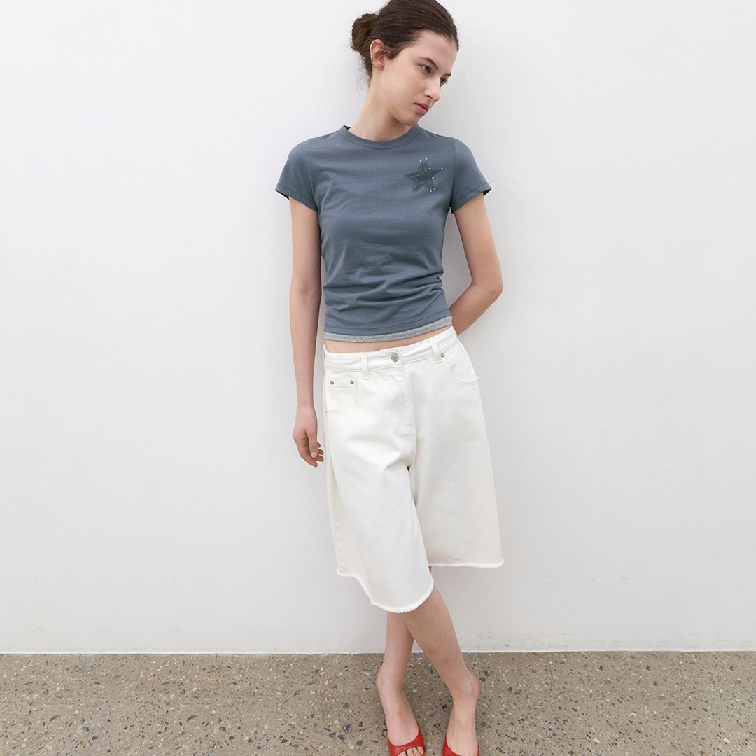 아뜰리에 나인 (T-7211)BLUR STAR GRAPHIC SLIM T 상품 이미지 2