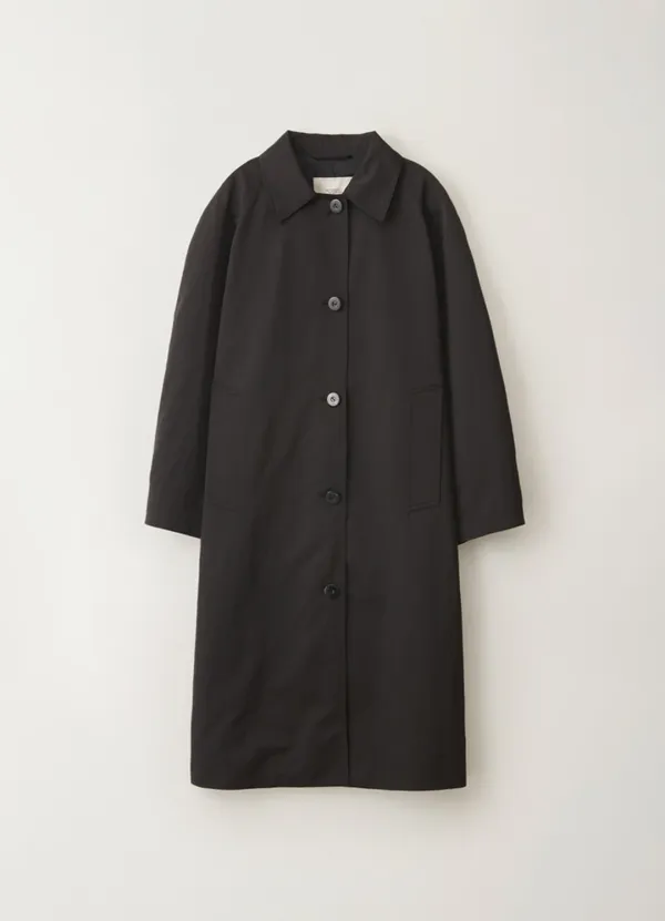 Nylon volume balmacaan trench (Black)