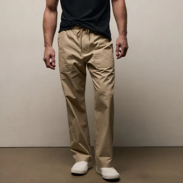 Fine Cotton Twill Patch Pocket Pant - Light Khaki