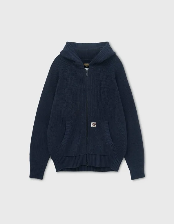 COTTON ZIP-UP HOODIE / Navy