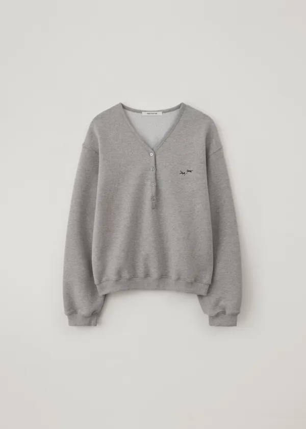 [4th-reorder] Frame button V sweatshirt (gray)