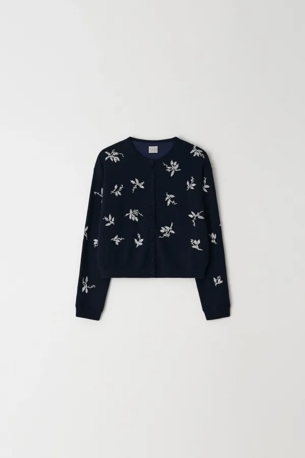 Flower Beaded Cardigan (navy)