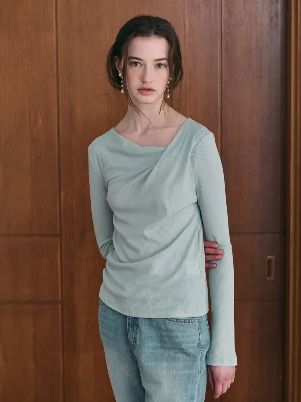 ROEL drape neck t-shirt_mint