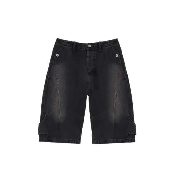 ADJUSTABLE DENIM SHORTS BLACK