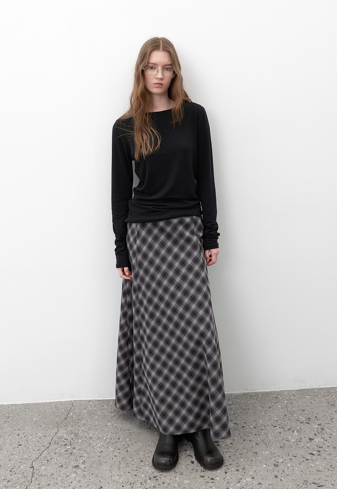 아뜰리에 나인 (Z-SK-5074)FLARE CHECK LONG SKIRT 상품 이미지 2