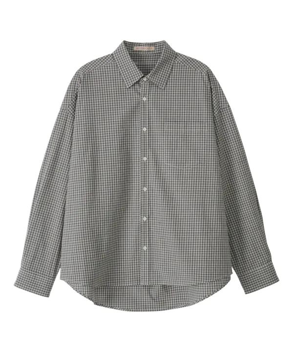 Oversized Connie Check Shirt-Grey