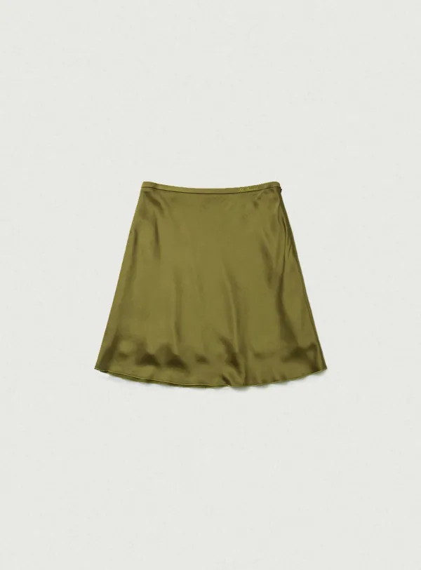 Glow Satin Midi Skirt_Olive [9월 말 순차 배송]