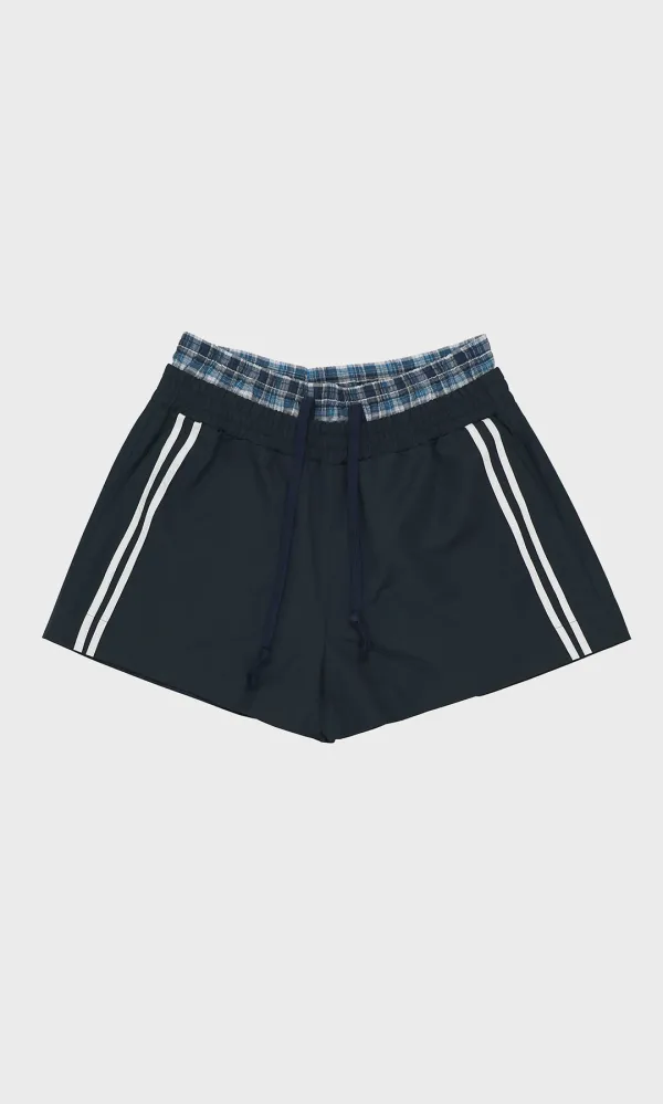 Layered Waist Track Shorts_Navy