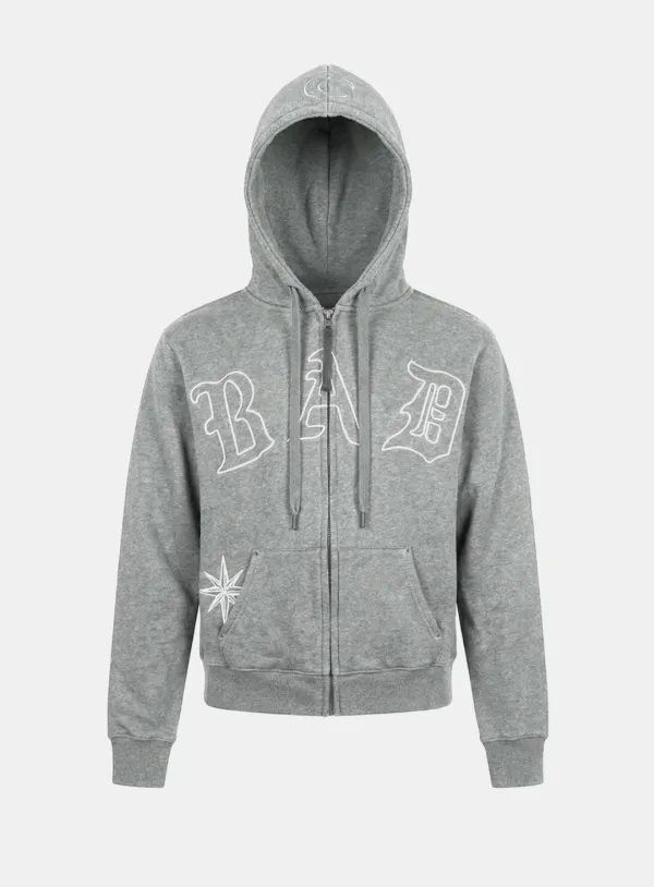 [w-jkt26-002] Titan Stroke Zip-Up Hoodie - Gray
