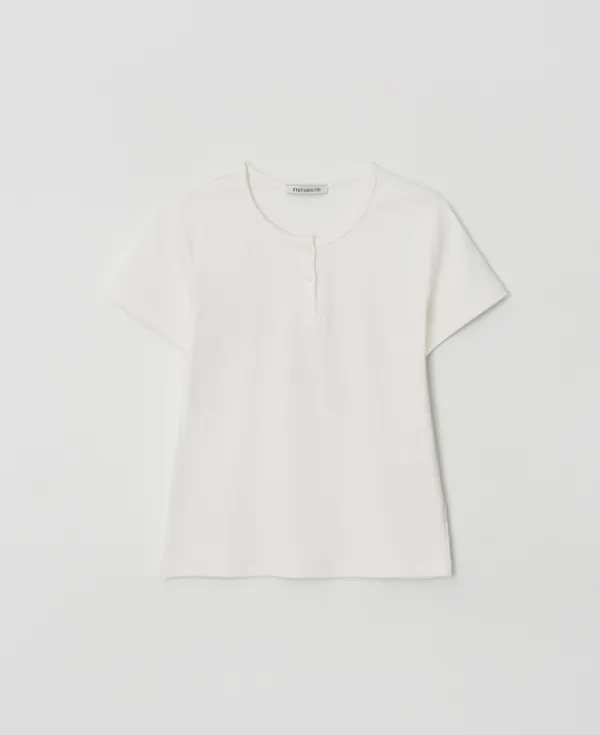 Henley Short Sleeve T-Shirt_WHITE