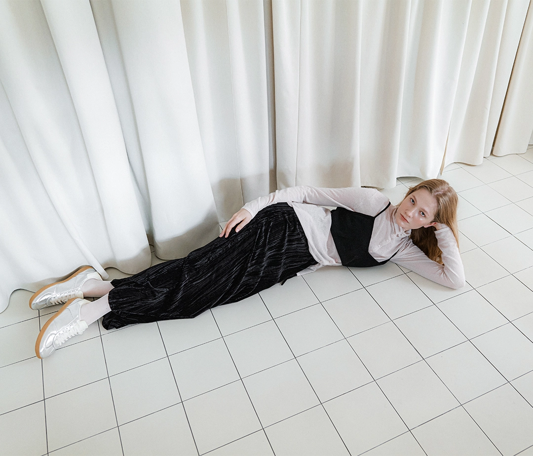 아뜰리에 나인 (SK-5071)VELVET CREASE MAXI SKIRT 상품 이미지 3