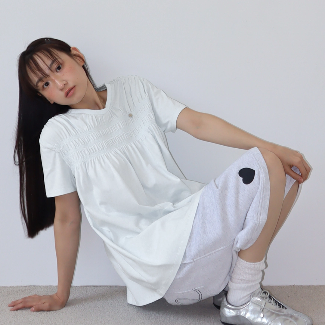 론론 SMOKED FLARE T SHIRT WHITE 상품 이미지 1