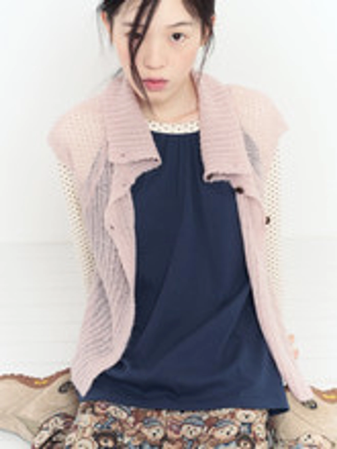 무음 3-way Button Knit Top (Pink) 상품 이미지 3