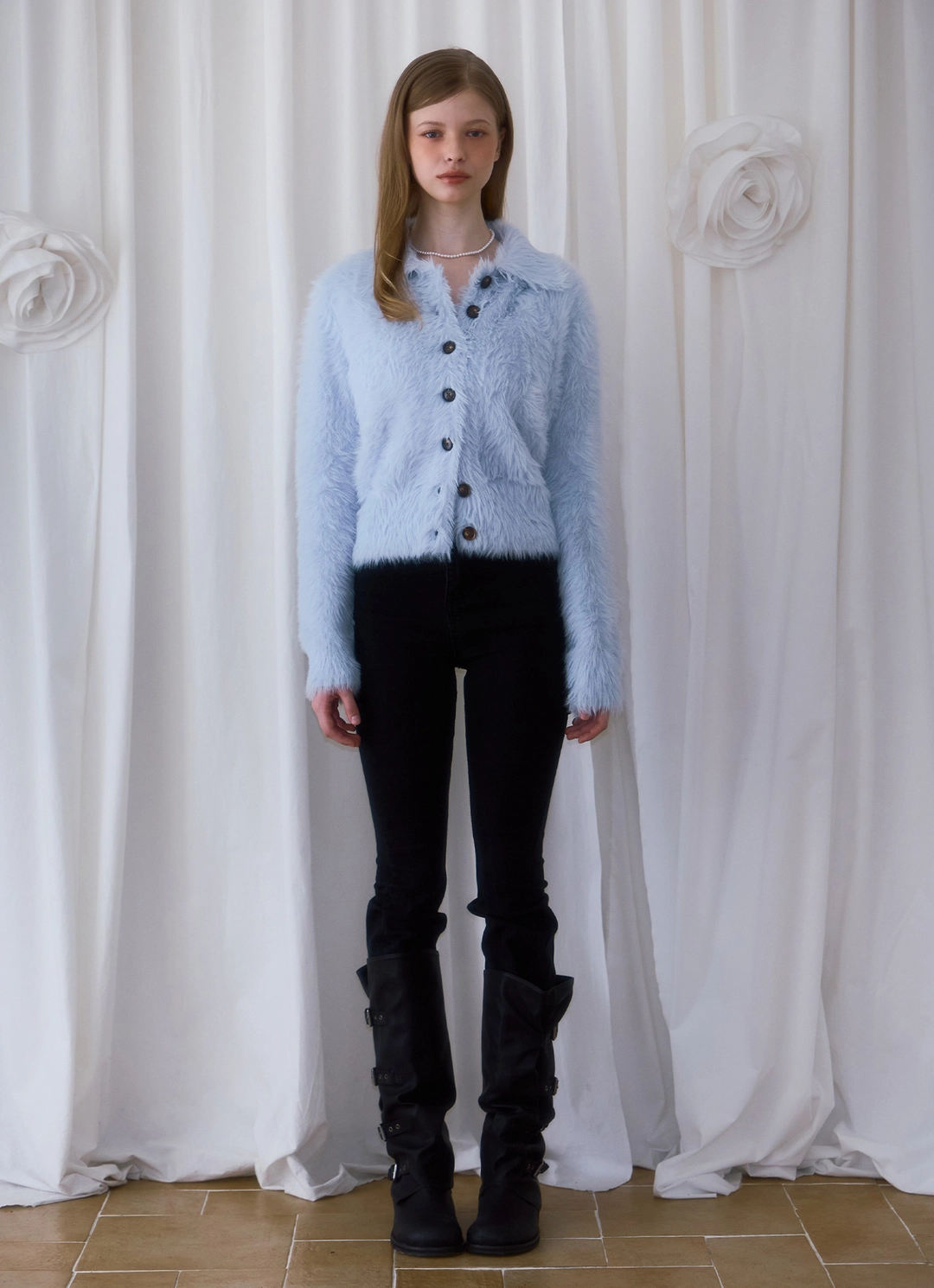 로제프란츠 Fur Collar Button Cardigan [Sky Blue] 상품 이미지 2