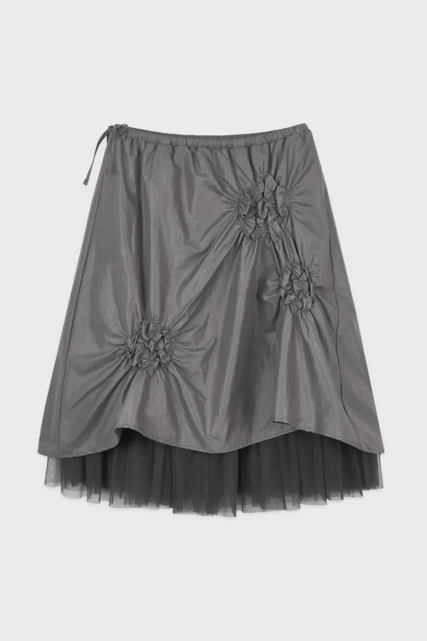 Flower Shirring Skirt (Grey)
